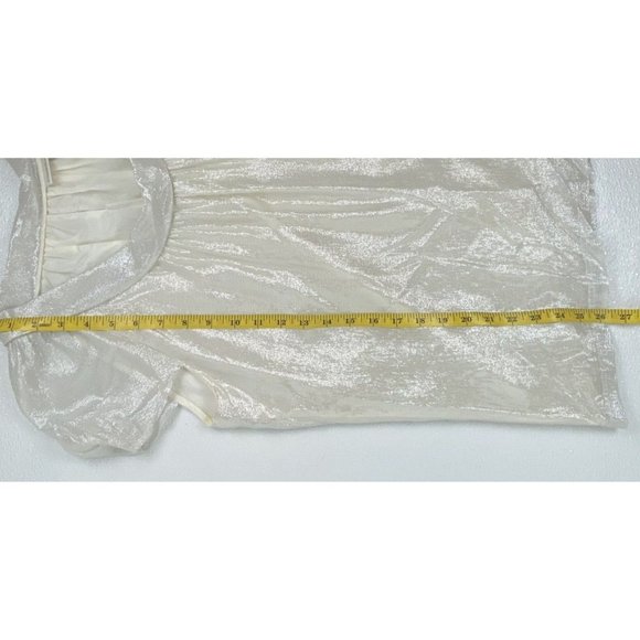 Classiques Entier Metallic Cream Gold Silk Blend Boat Neck Cap Sleeve Top Medium - Picture 8 of 10